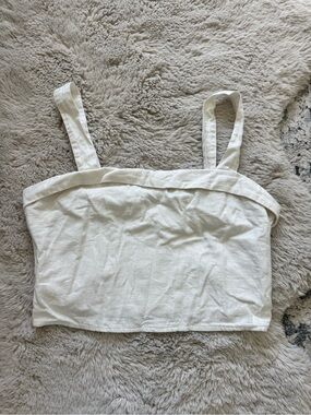 Abercrombie off white linen blend crop tank